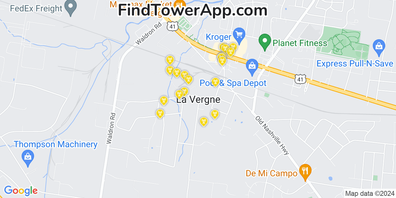 AT&T 4G/5G cell tower coverage map La Vergne, Tennessee