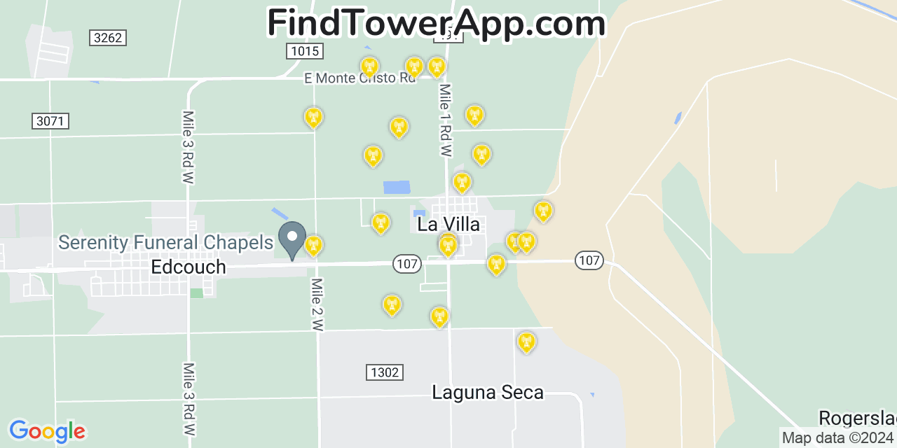 AT&T 4G/5G cell tower coverage map La Villa, Texas