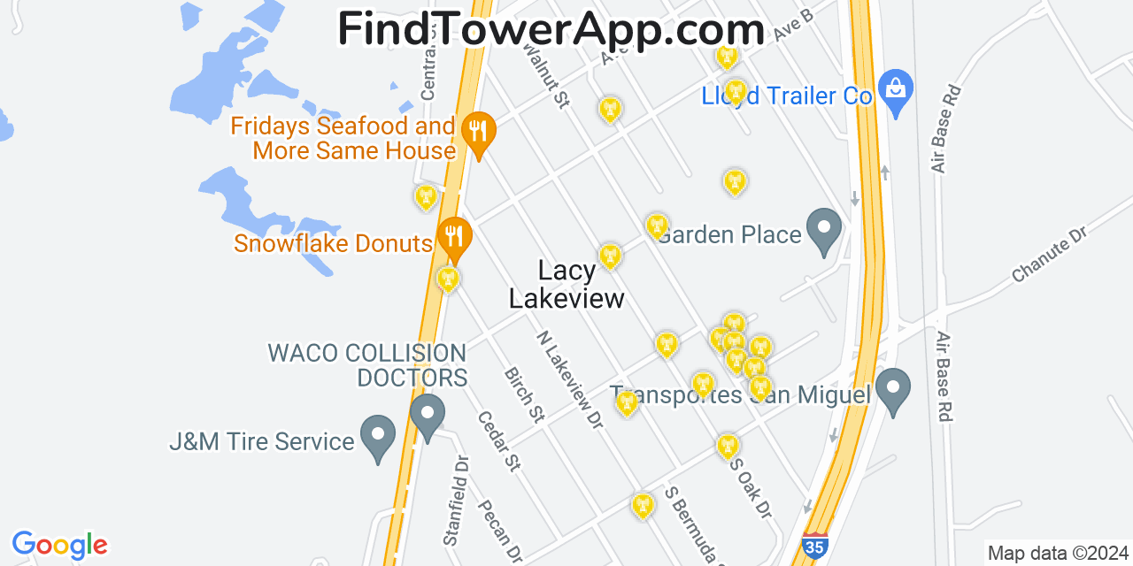 Verizon 4G/5G cell tower coverage map Lacy Lakeview, Texas