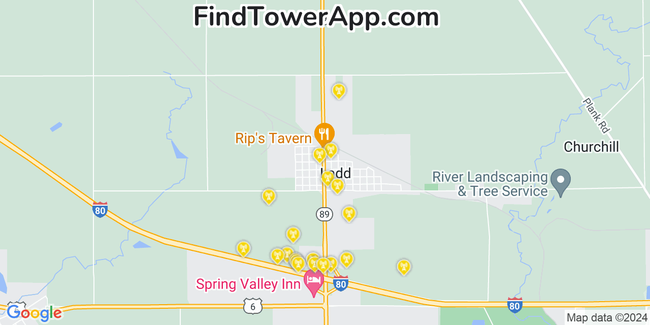 AT&T 4G/5G cell tower coverage map Ladd, Illinois