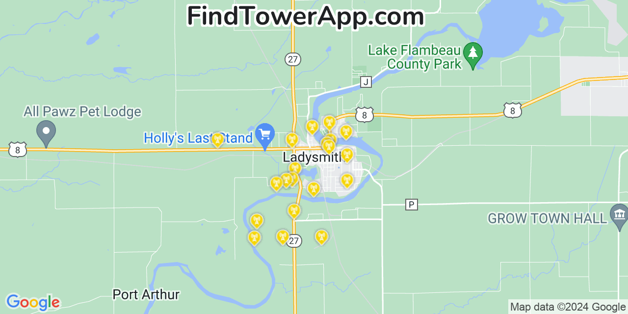 T-Mobile 4G/5G cell tower coverage map Ladysmith, Wisconsin