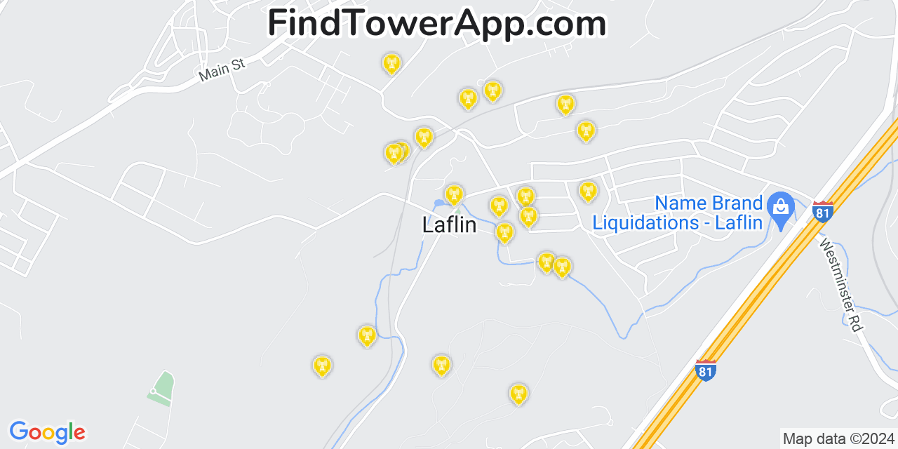 AT&T 4G/5G cell tower coverage map Laflin, Pennsylvania
