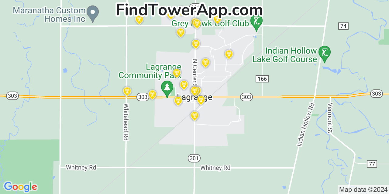 AT&T 4G/5G cell tower coverage map Lagrange, Ohio