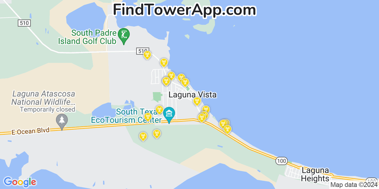 AT&T 4G/5G cell tower coverage map Laguna Vista, Texas