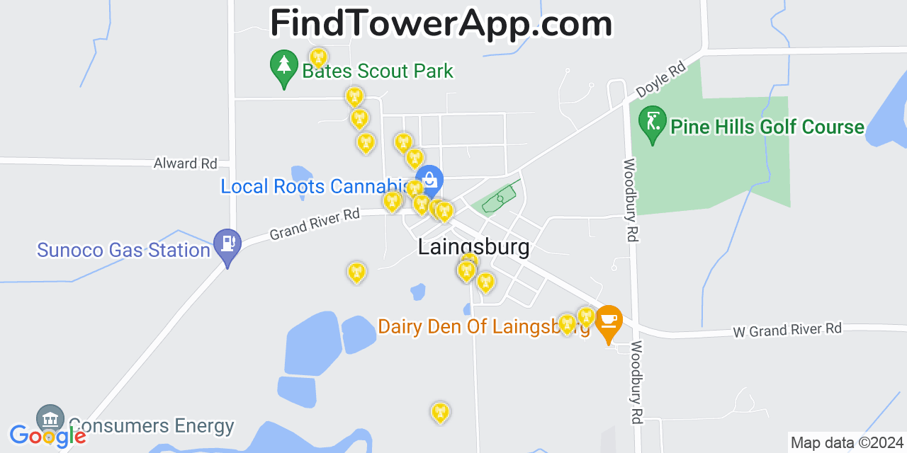 T-Mobile 4G/5G cell tower coverage map Laingsburg, Michigan