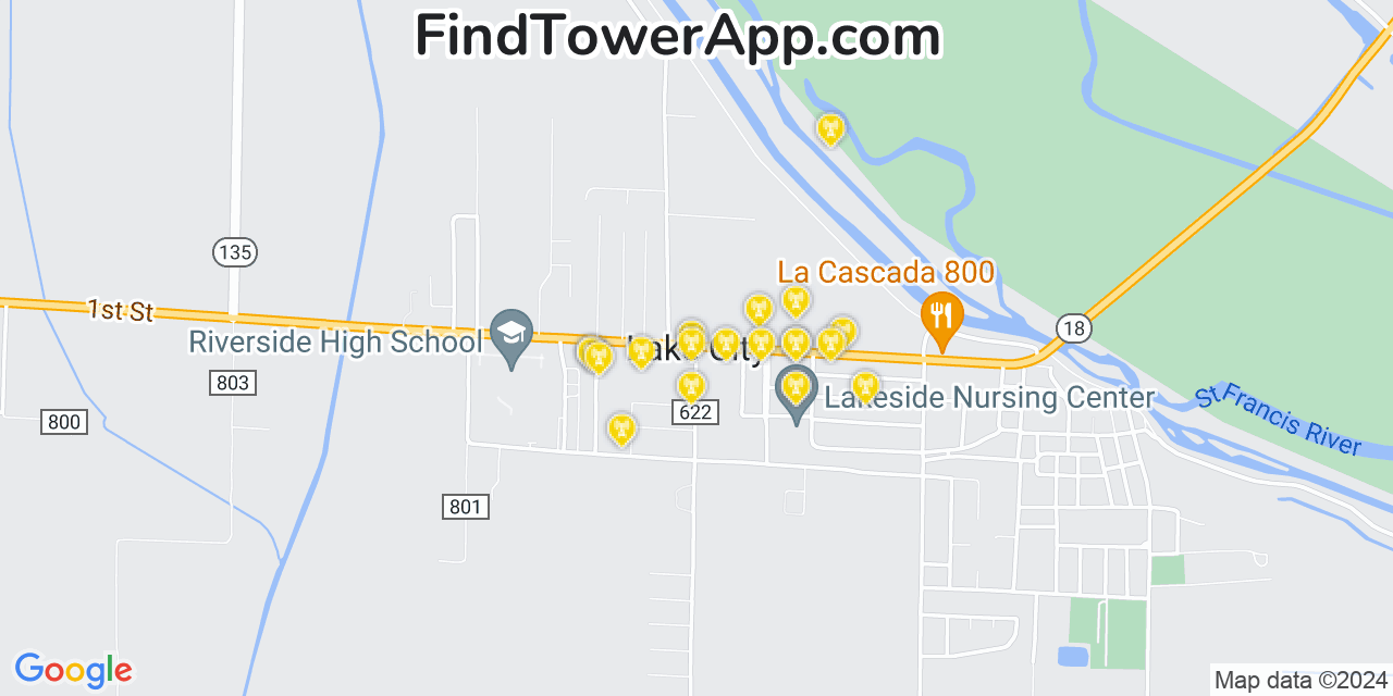 T-Mobile 4G/5G cell tower coverage map Lake City, Arkansas