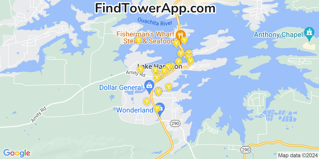 AT&T 4G/5G cell tower coverage map Lake Hamilton, Arkansas