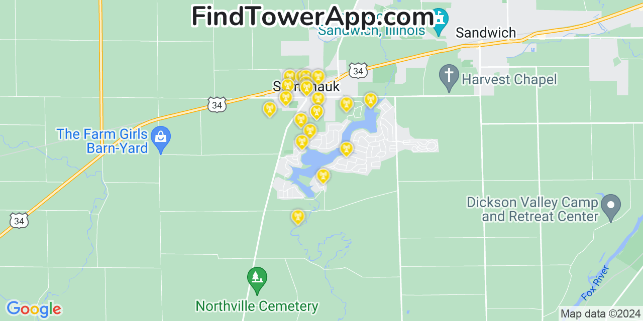 AT&T 4G/5G cell tower coverage map Lake Holiday, Illinois