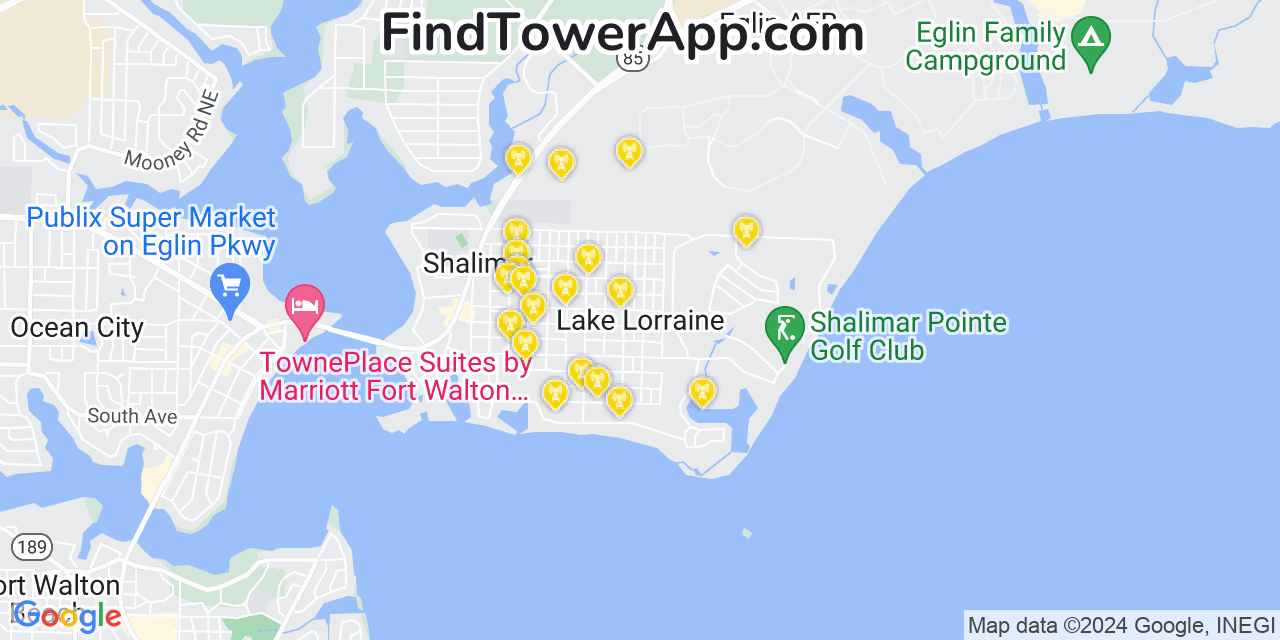 AT&T 4G/5G cell tower coverage map Lake Lorraine, Florida