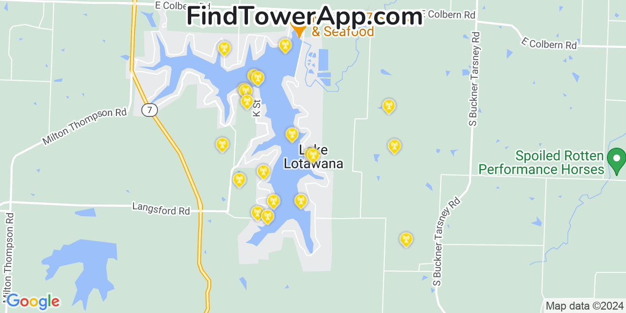 AT&T 4G/5G cell tower coverage map Lake Lotawana, Missouri