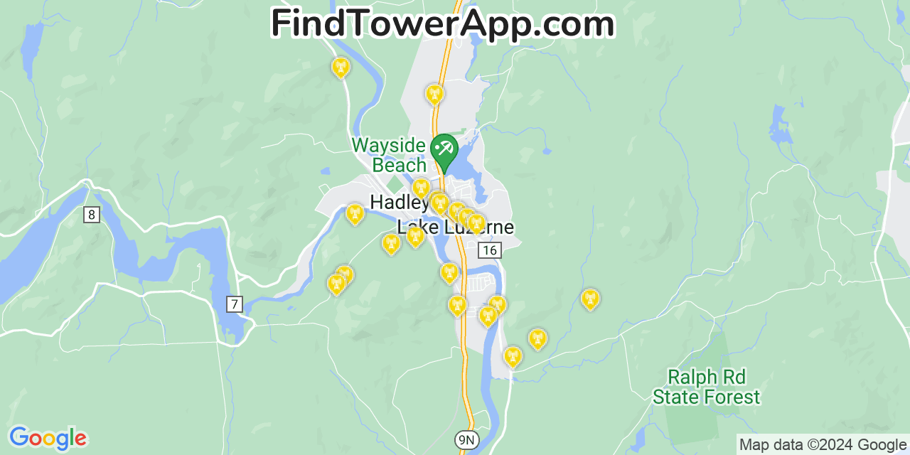 AT&T 4G/5G cell tower coverage map Lake Luzerne, New York