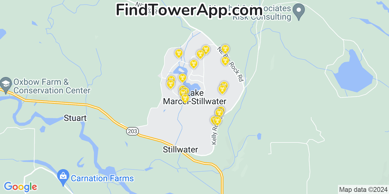 AT&T 4G/5G cell tower coverage map Lake Marcel Stillwater, Washington