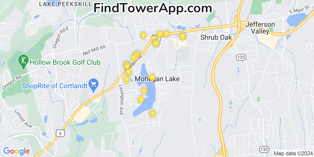 T-Mobile 4G/5G cell tower coverage map Lake Mohegan, New York