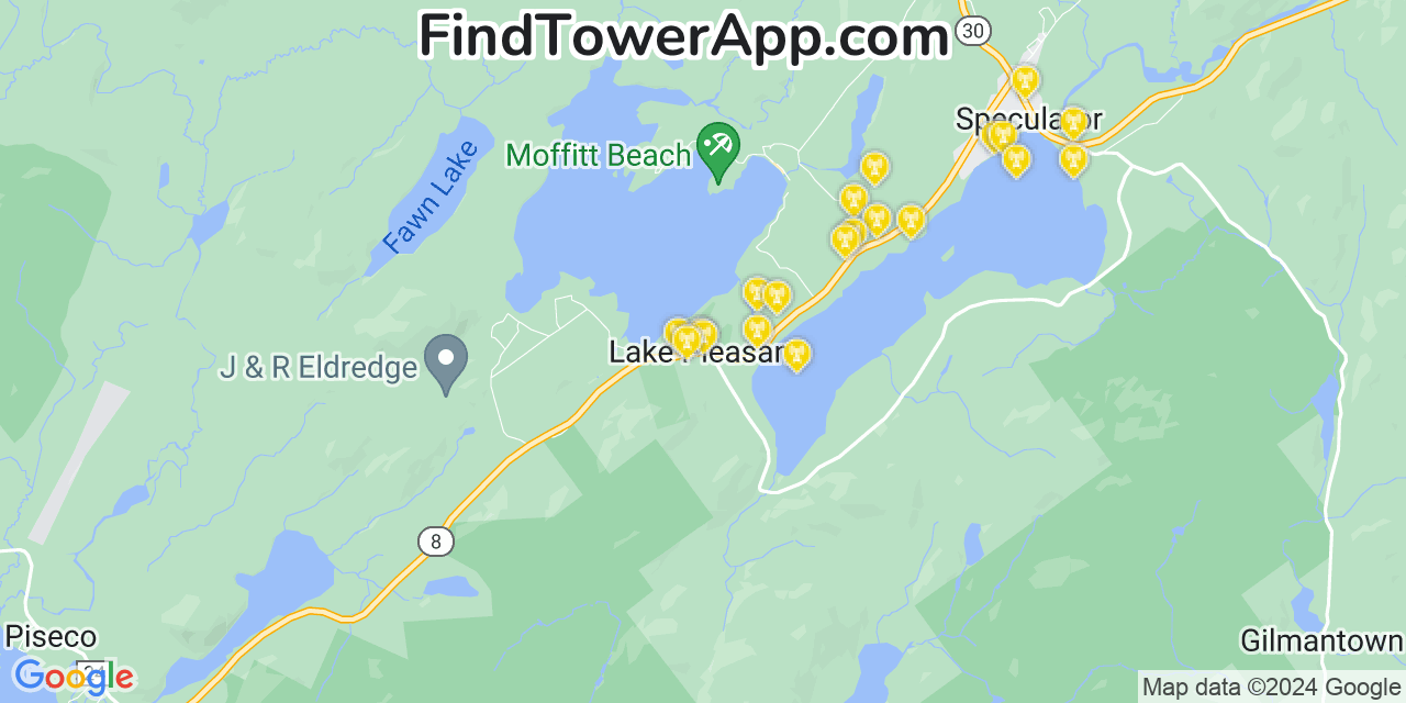 Verizon 4G/5G cell tower coverage map Lake Pleasant, New York