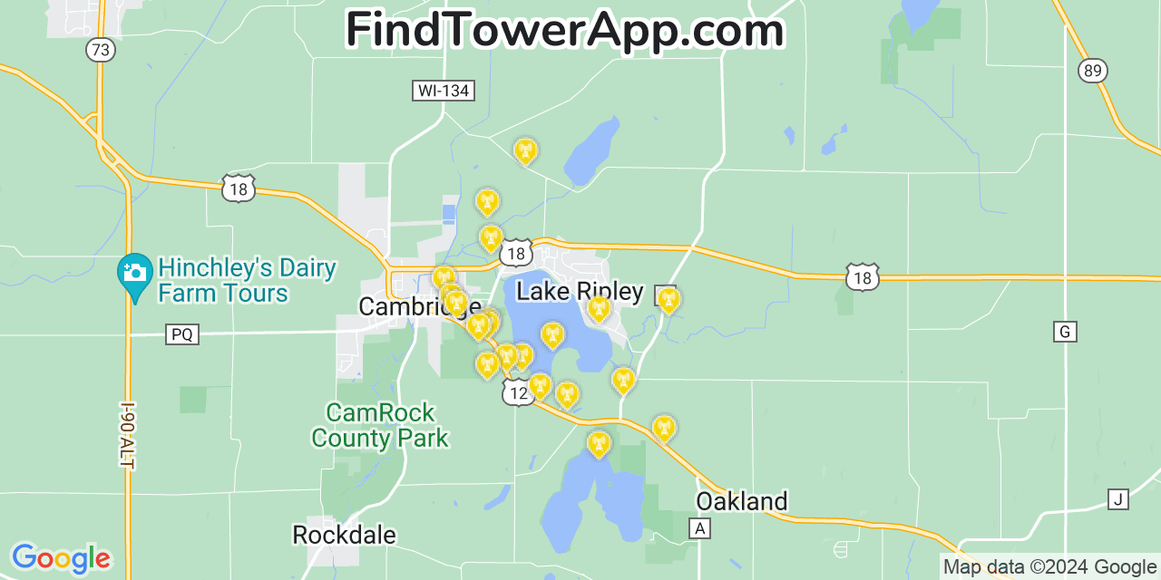 T-Mobile 4G/5G cell tower coverage map Lake Ripley, Wisconsin