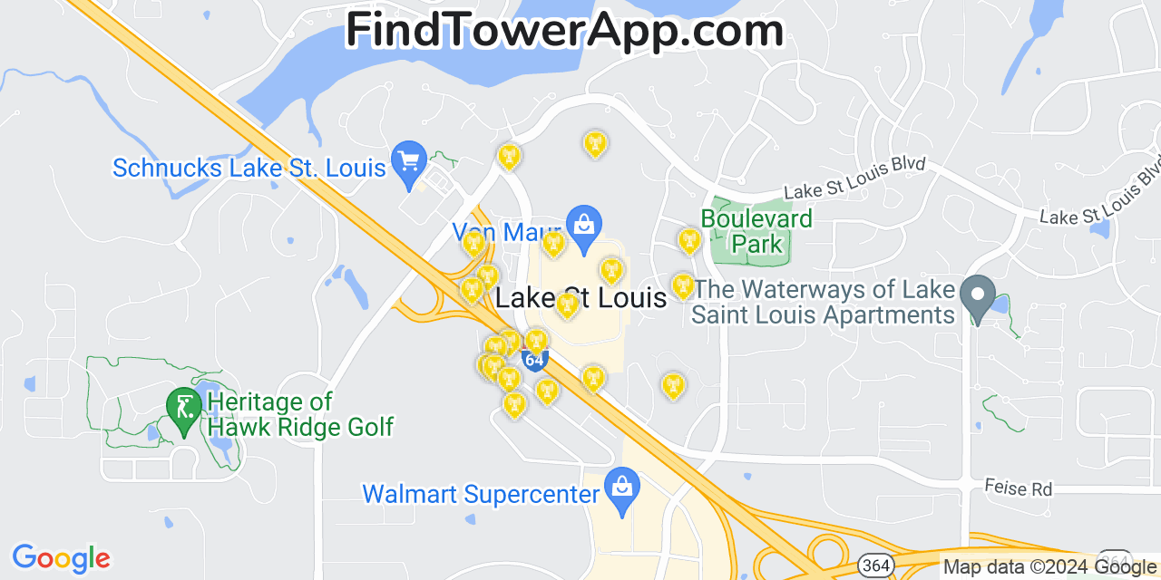 AT&T 4G/5G cell tower coverage map Lake Saint Louis, Missouri