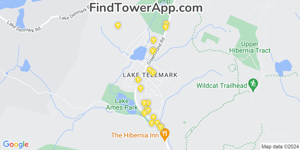 AT&T 4G/5G cell tower coverage map Lake Telemark, New Jersey
