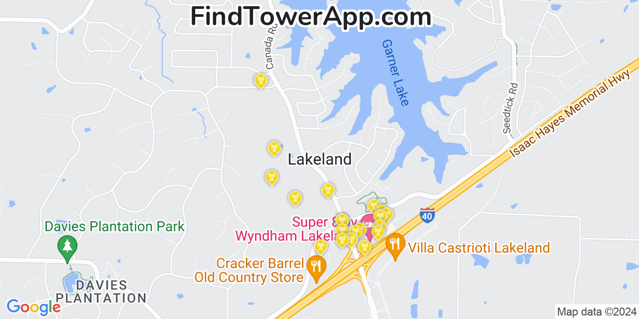 AT&T 4G/5G cell tower coverage map Lakeland, Tennessee