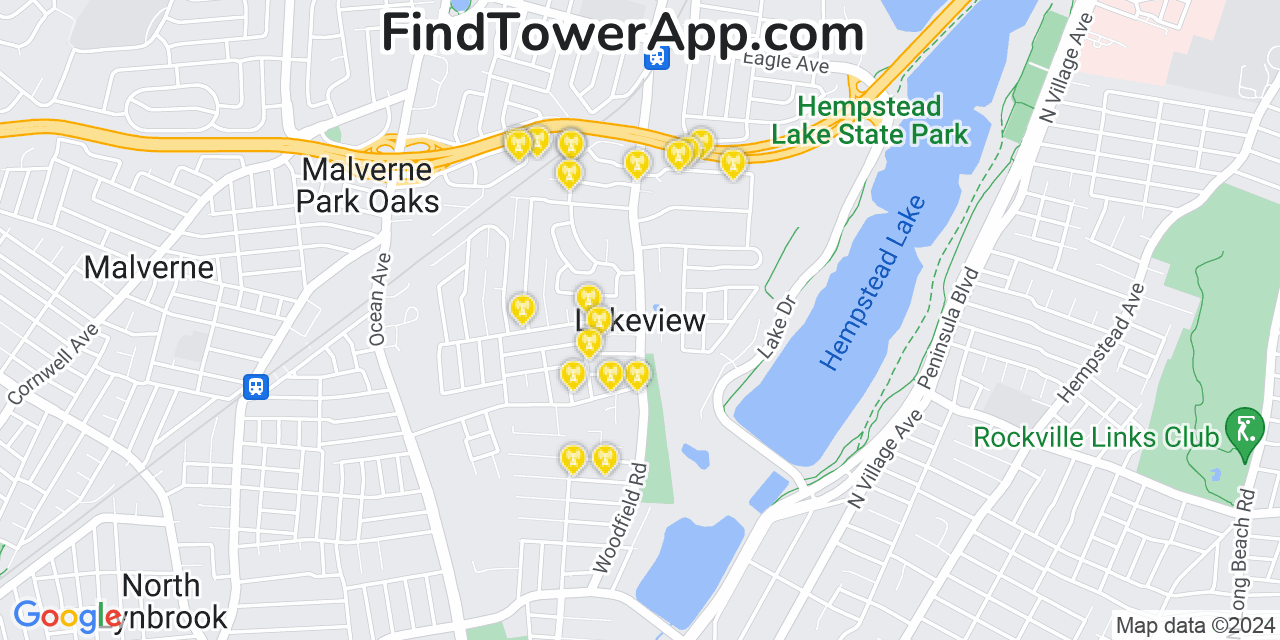 AT&T 4G/5G cell tower coverage map Lakeview, New York