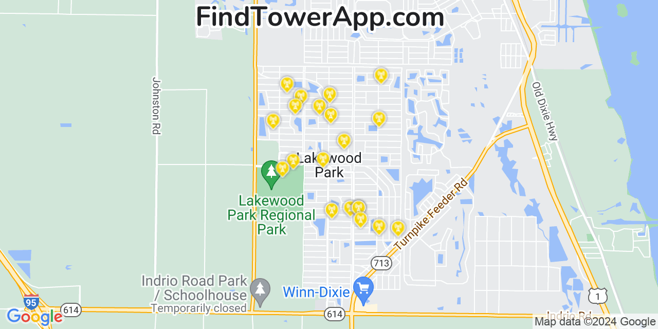 T-Mobile 4G/5G cell tower coverage map Lakewood Park, Florida