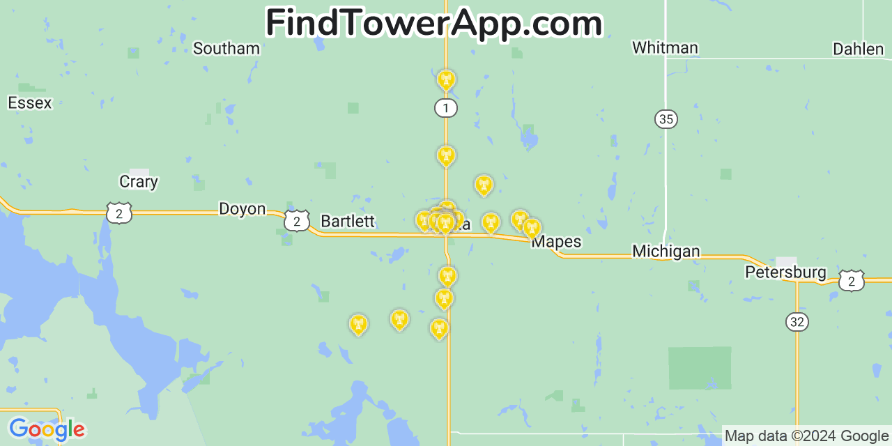 Verizon 4G/5G cell tower coverage map Lakota, North Dakota