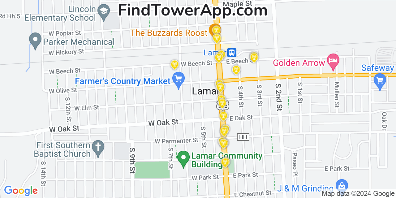 Verizon 4G/5G cell tower coverage map Lamar, Colorado