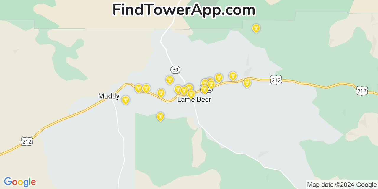 T-Mobile 4G/5G cell tower coverage map Lame Deer, Montana