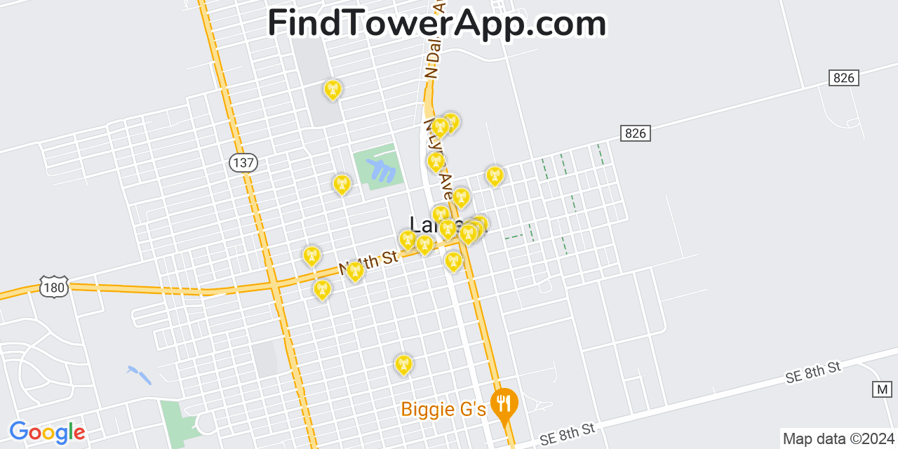 AT&T 4G/5G cell tower coverage map Lamesa, Texas
