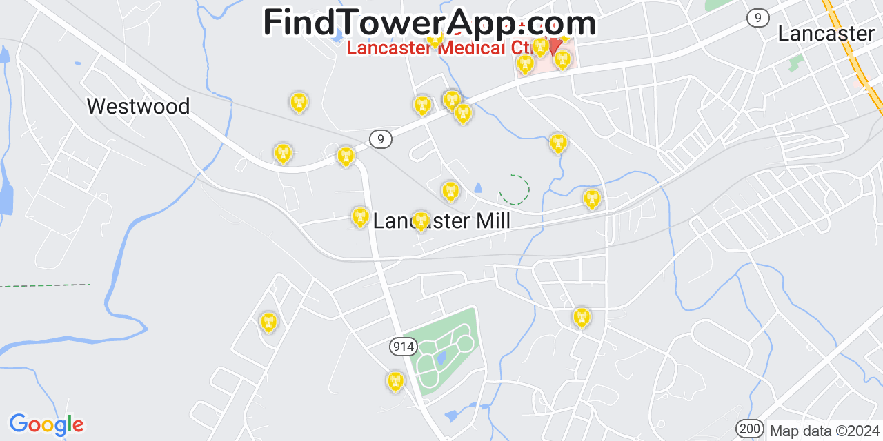 AT&T 4G/5G cell tower coverage map Lancaster Mill, South Carolina