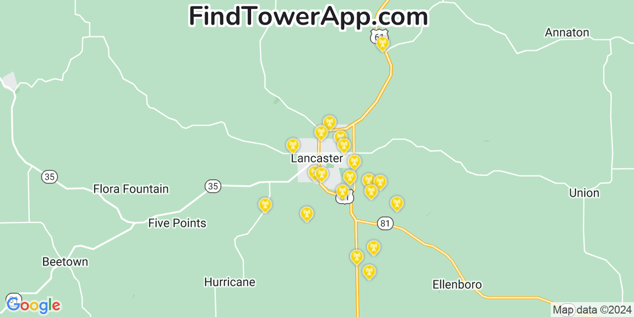 AT&T 4G/5G cell tower coverage map Lancaster, Wisconsin