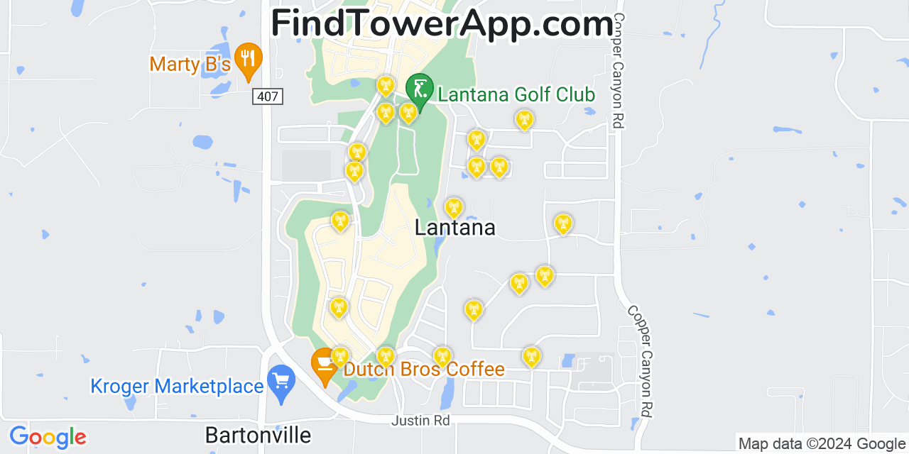 T-Mobile 4G/5G cell tower coverage map Lantana, Texas