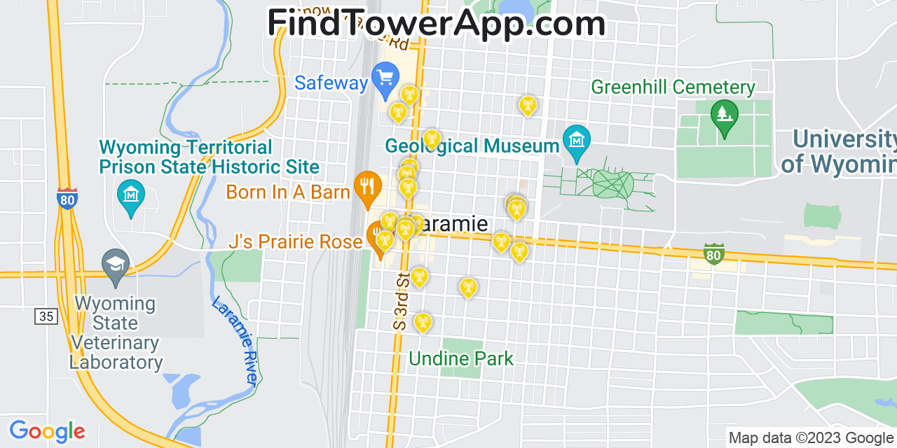 T-Mobile 4G/5G cell tower coverage map Laramie, Wyoming