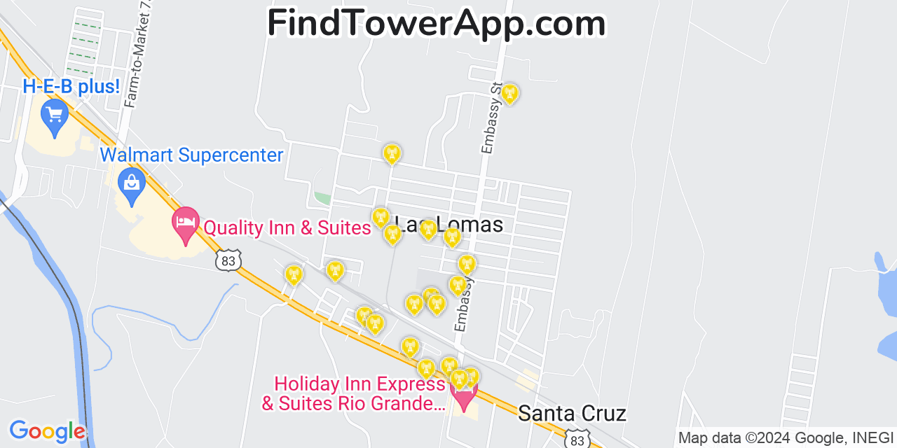 Verizon 4G/5G cell tower coverage map Las Lomas, Texas