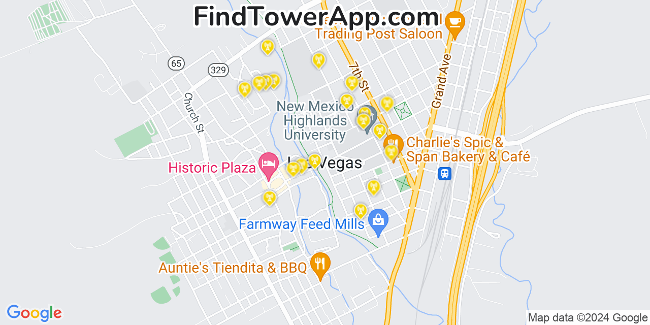 AT&T 4G/5G cell tower coverage map Las Vegas, New Mexico