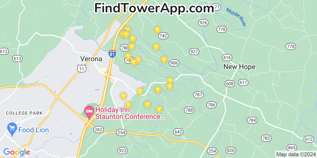 AT&T 4G/5G cell tower coverage map Laurel Hill, Virginia