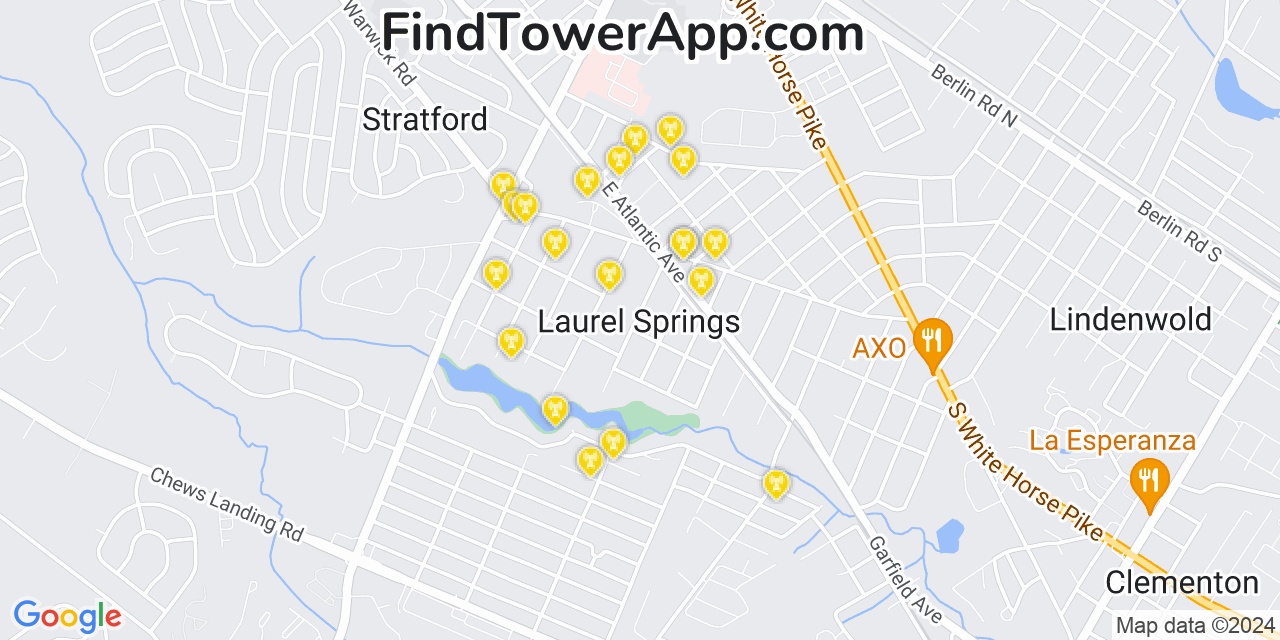 AT&T 4G/5G cell tower coverage map Laurel Springs, New Jersey