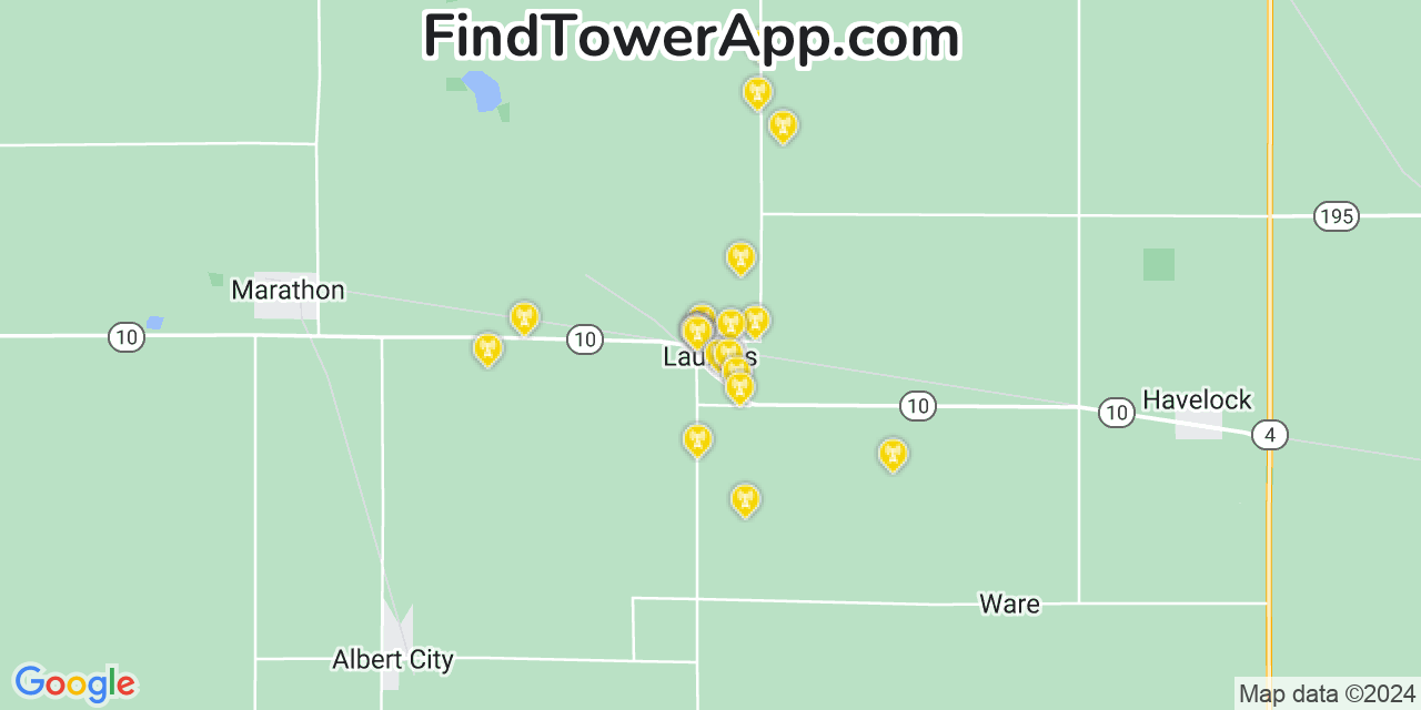 AT&T 4G/5G cell tower coverage map Laurens, Iowa