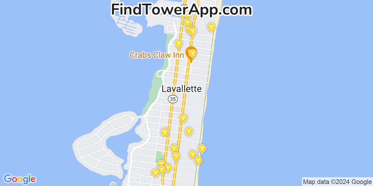 AT&T 4G/5G cell tower coverage map Lavallette, New Jersey