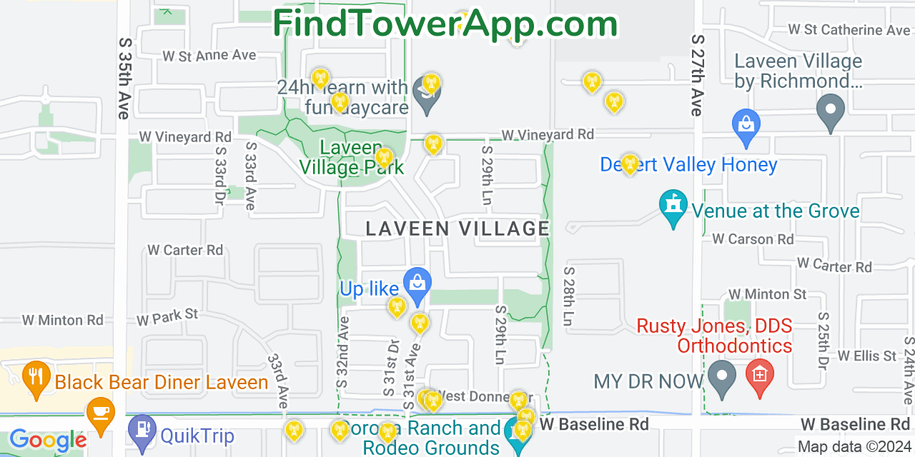 AT&T 4G/5G cell tower coverage map Laveen, Arizona