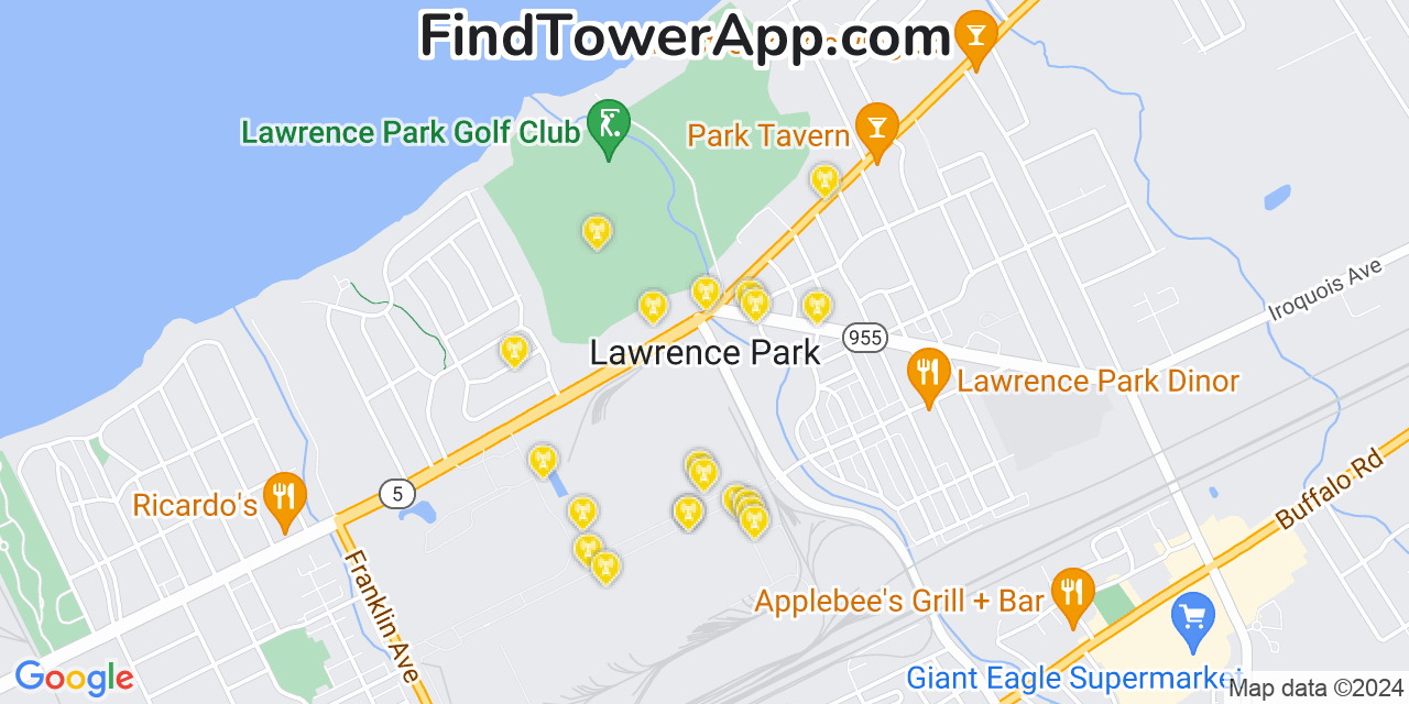 AT&T 4G/5G cell tower coverage map Lawrence Park, Pennsylvania