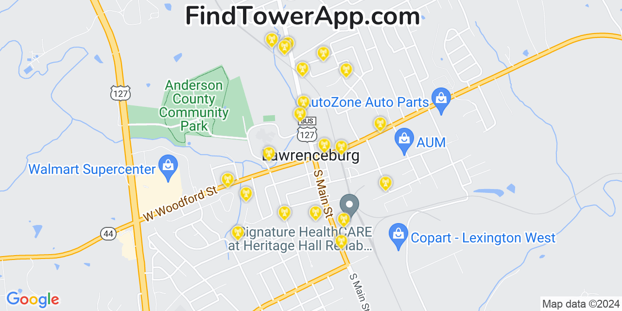 Verizon 4G/5G cell tower coverage map Lawrenceburg, Kentucky