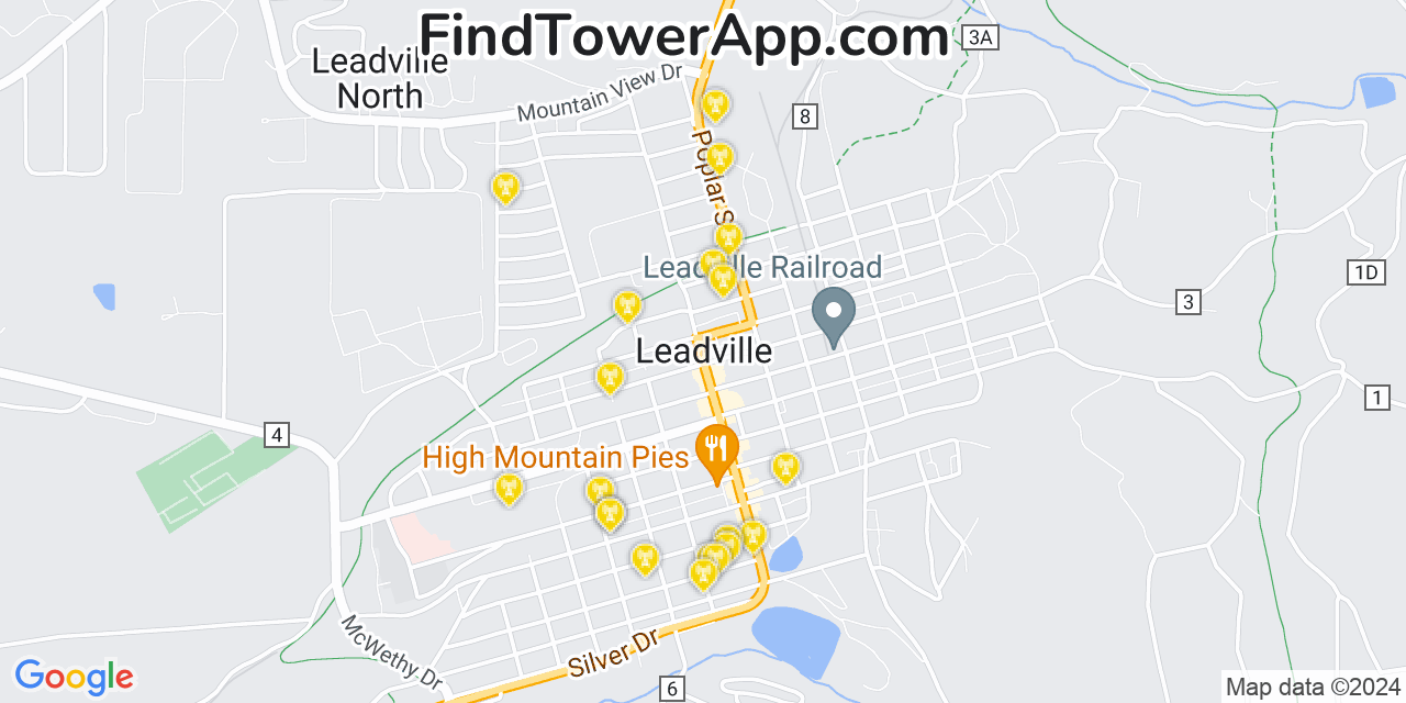 AT&T 4G/5G cell tower coverage map Leadville, Colorado