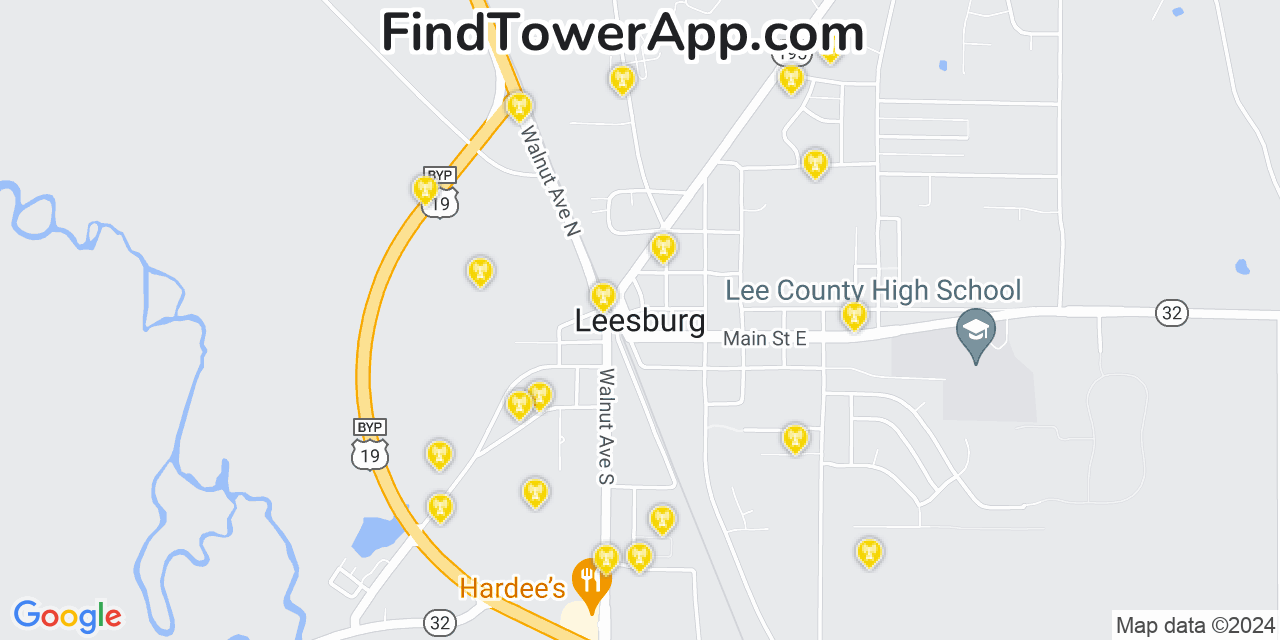 AT&T 4G/5G cell tower coverage map Leesburg, Georgia