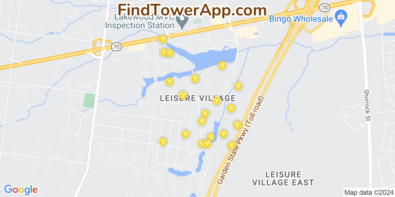 Verizon 4G/5G cell tower coverage map Leisure Village, New Jersey