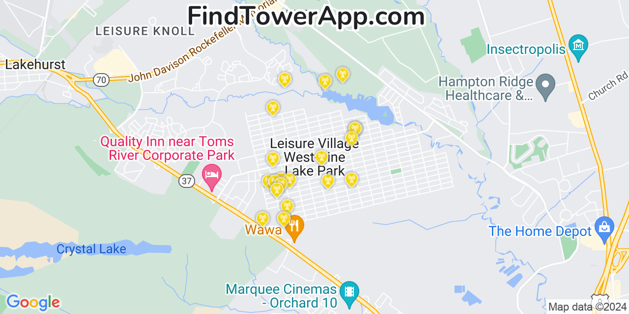 AT&T 4G/5G cell tower coverage map Leisure Village West Pine Lake Park, New Jersey