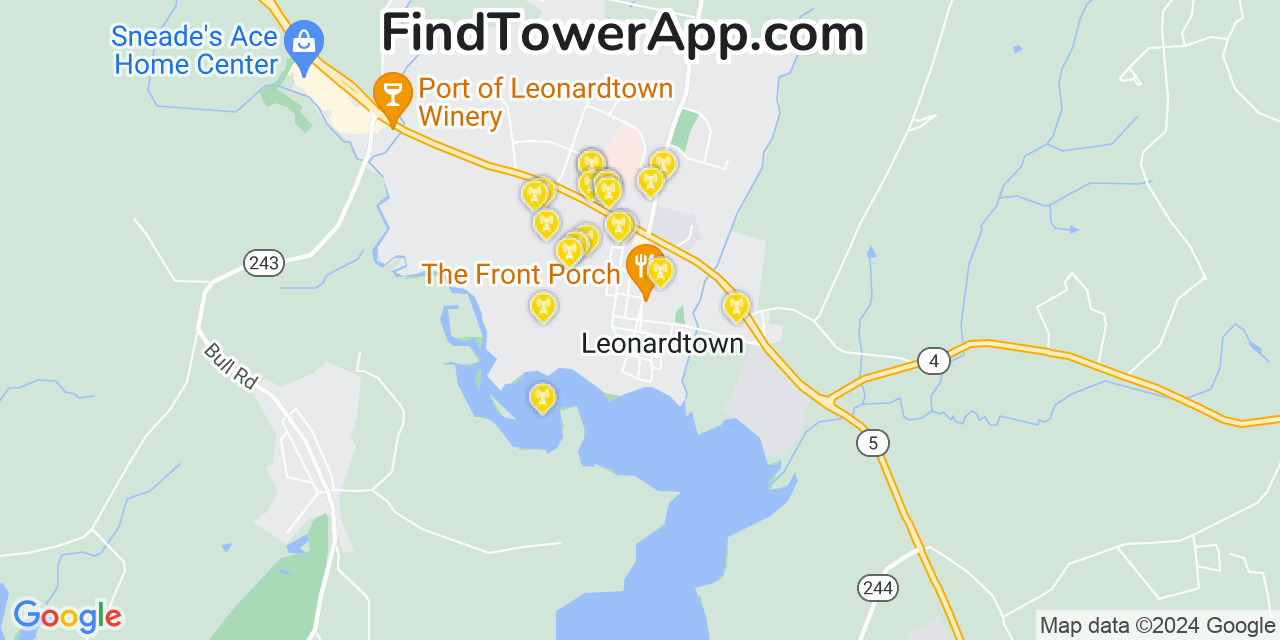 Verizon 4G/5G cell tower coverage map Leonardtown, Maryland
