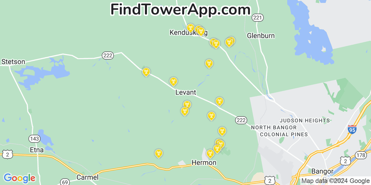 T-Mobile 4G/5G cell tower coverage map Levant, Maine