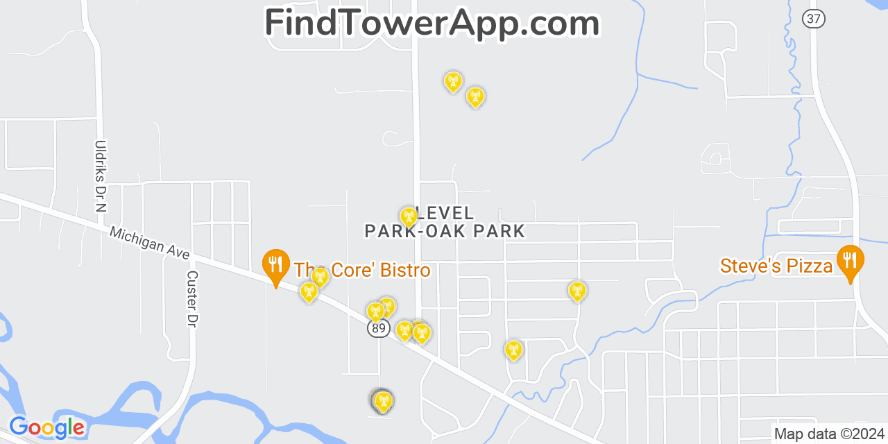 AT&T 4G/5G cell tower coverage map Level Park Oak Park, Michigan
