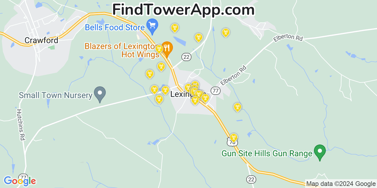 T-Mobile 4G/5G cell tower coverage map Lexington, Georgia