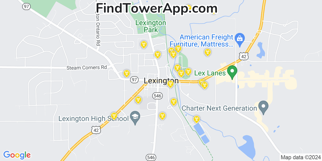 T-Mobile 4G/5G cell tower coverage map Lexington, Ohio